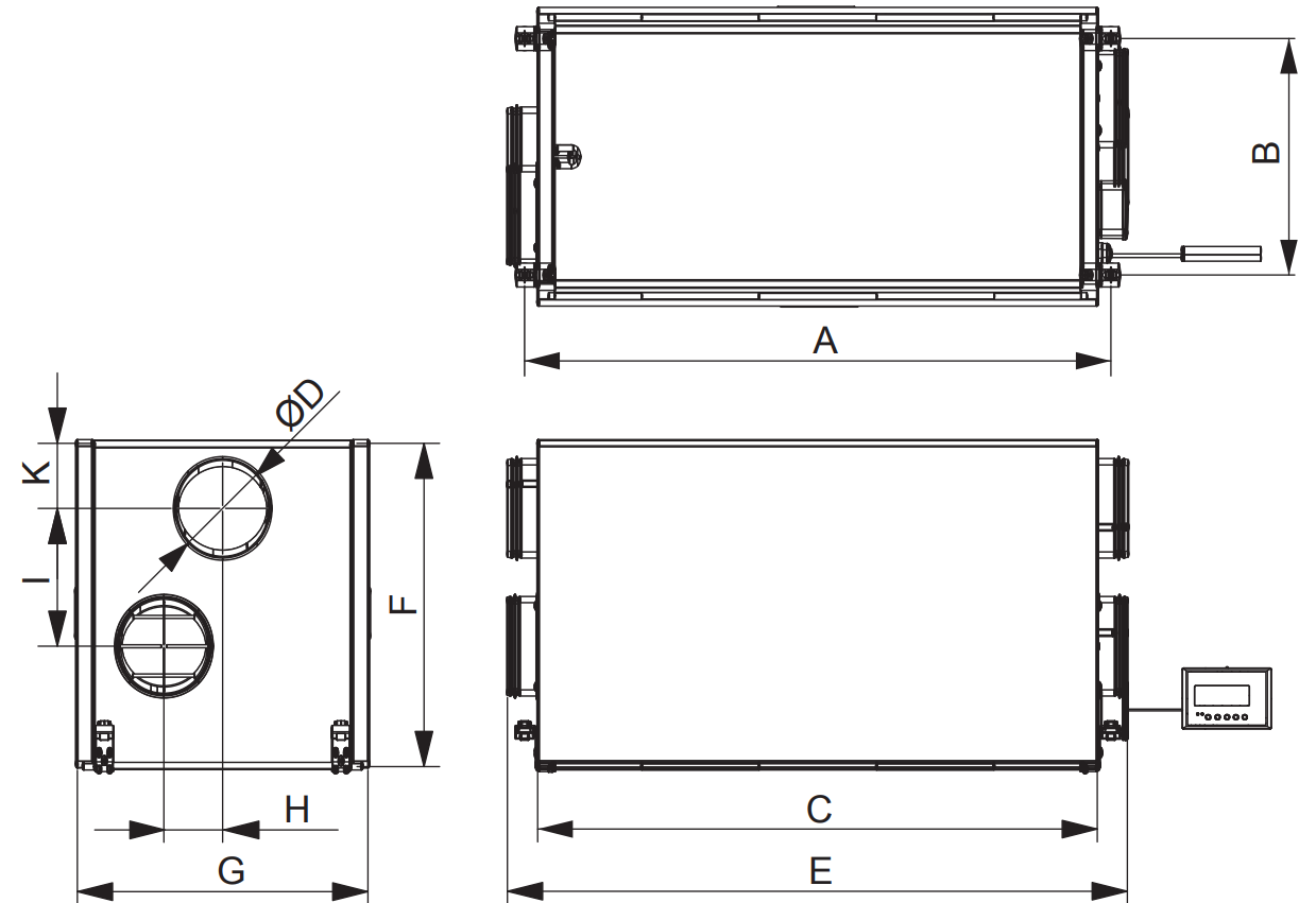 Габаритные размеры приточно-вытяжной установки Вентс